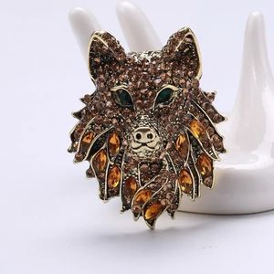 Wolf head brooch pin for clothing